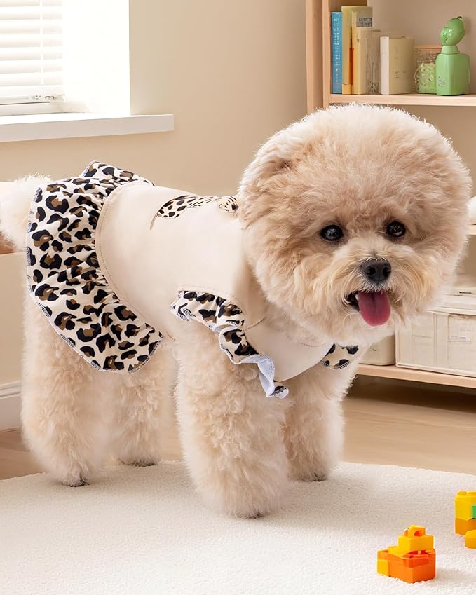 XPUDAC 4 Pack Dog Dresses Cute Printed Puppy Clothes for Small Dogs Girl Chihuahua Doggie Outfits Tank Top Vest Dresses Cat Apparel, XX-Small(Chest-11)