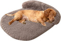 Calming Dog Beds for Medium Large Dogs, Orthopedic Cushion Plush Dogs Lounge Couch Sofa with Washable Removable Cover, Anti-Anxiety Soft Faux Fur Fits up to 40 lbs Pets (Oval, Brown 32"x24")