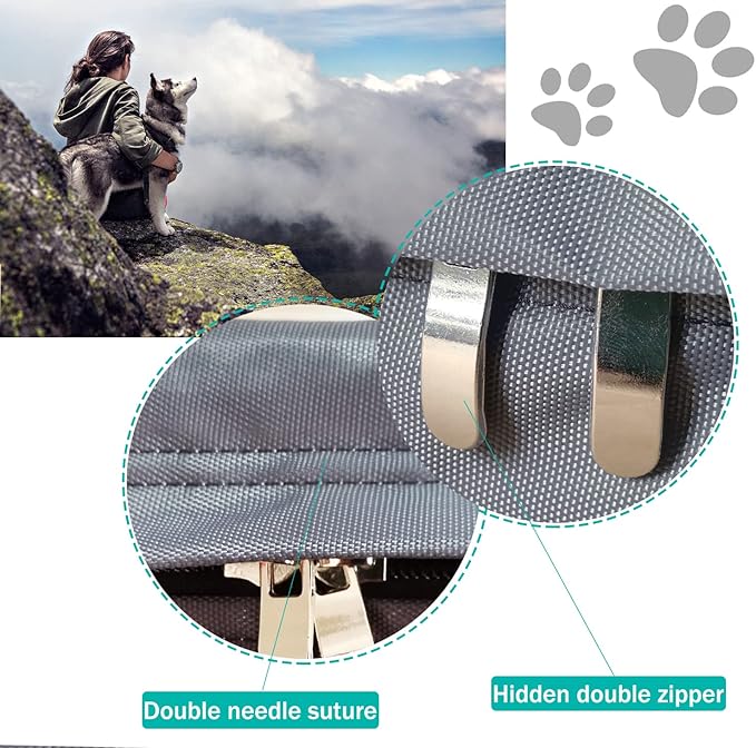 Dog Bed Cover,Waterproof Tough Plastic DIY Pet Bed Cover,Non Stick Hair Easy to Clean Rectangular Fillable Dog Bed Covers with Zipper(Dark Grey,54" L x 44" W x 4" Th,Cover Only)