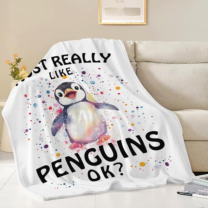 Penguin Blanket Cute Penguin Throw Blanket Gifts for Girls Boys Kids Women Men Adults Super Soft Cozy Plush Fluffy Fuzzy Fleece Blanket Home Decor 40''X50''