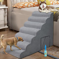 7-Step Dog Stairs for High Bed 30-36" H, Dog Steps for High Bed Couch, Pet Steps for Small, Older Pets, Non-Slip Balanced Pet Ramp Indoor, Grey