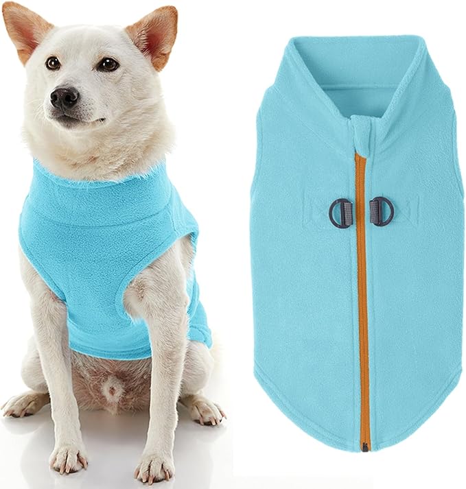 Gooby - Zip Up Fleece Vest, Fleece Jacket Sweater with Zipper Closure and Leash Ring, Turquoise, Medium
