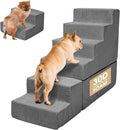 Dog Stairs for Bed 30''H Small Dogs, 6-Step Sturdy Foam Dog Steps for High Bed, Pet Stairs for Older Dogs/Cats/Puppy, Non-Slip Curved Pet Ramp Indoor, Removable Washable Cover, Grey