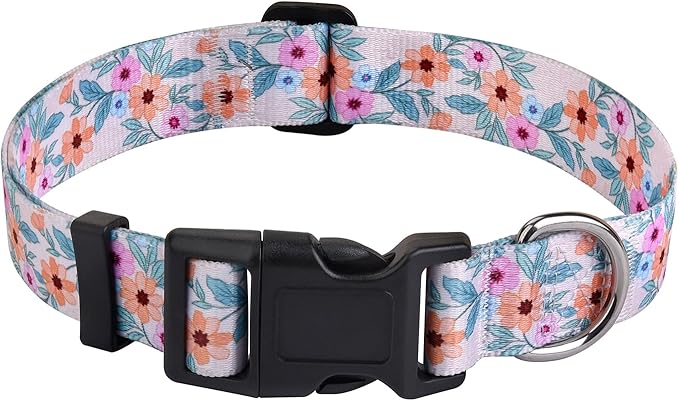 Dog Collar for Large Dogs, Soft Comfy Pet Collar for Small Medium Large Dogs, Leopard Pattern for Boy Girl Puppy Dogs(Flower Vine Pink,L)