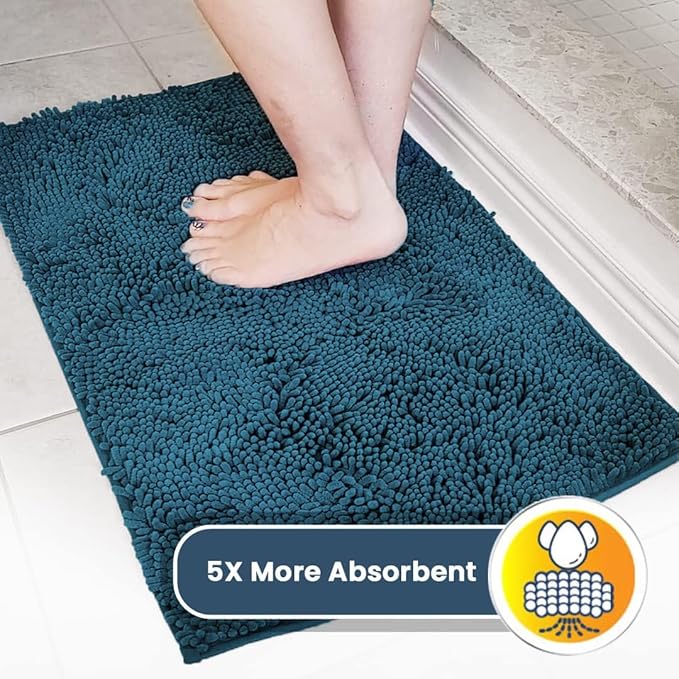 Muddy Mat® | Super Absorbent Door Mat Indoor, Microfiber Quick Dry Chenille Entryway Rug, Non-Slip Front Door Mat, Indoor Mats for Entryway, Machine Washable Pet Rug, Atlantic Blue 5ft x 7ft