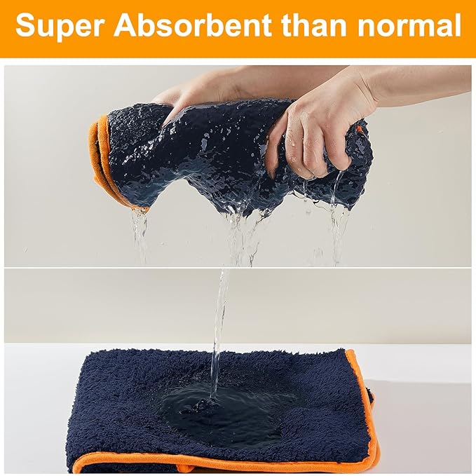 Bienbee Dog Bathrobe, Quick Drying Super Absorbent Dog Robes for After Bath, Warm Keeping Dogs Towel, Dogs Bath Supplies, Navy Blue M