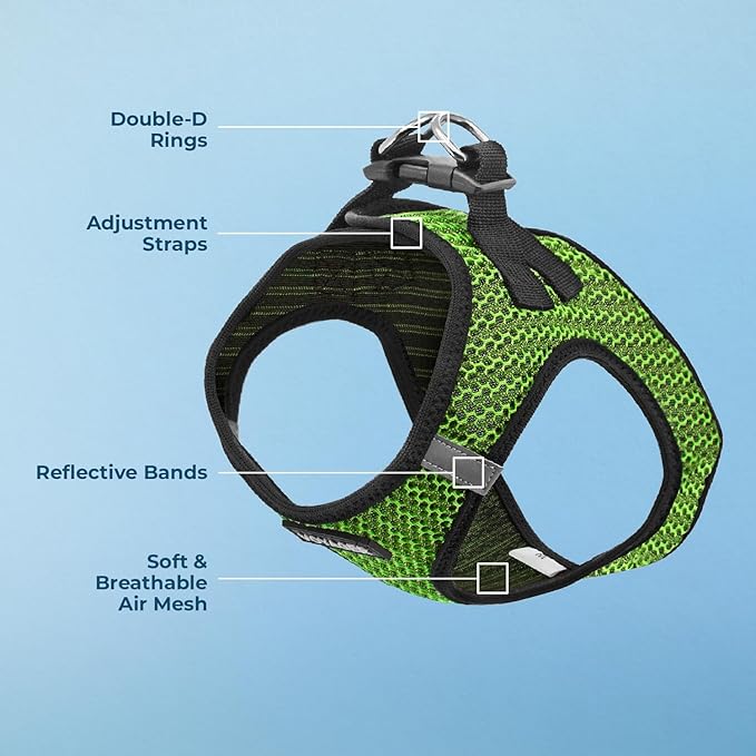 Best Pet Supplies Voyager Step-in Air Harness - All Weather Mesh, Reflective, No Pull Harness for Dogs, Cats - Secure with Hook & Loop Fastener, Buckle, Double D-Rings - Lime Green 2-Tone, XS
