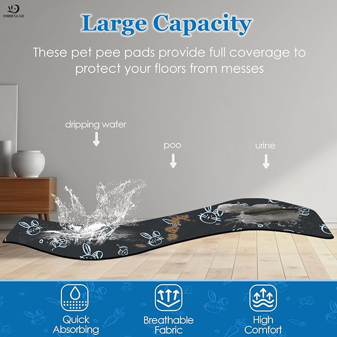 Guinea Pig Cage Liner Washable, 72in x 72in Ultra-Absorbent Guinea Pig Bedding for Cage Non-Slip Leak-Proof Pee Pads for Dogs Rabbit Bunny Cat Litter Mat, Navy