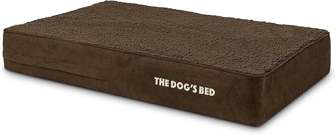 The Dog’s Bed Orthopedic Memory Foam Dog Bed for Large Dogs, Waterproof Washable Cover, Anti-Slip Base, Calming Surface – CertiPUR-Certified Foam, Brown Plush, 6 Inch Thick
