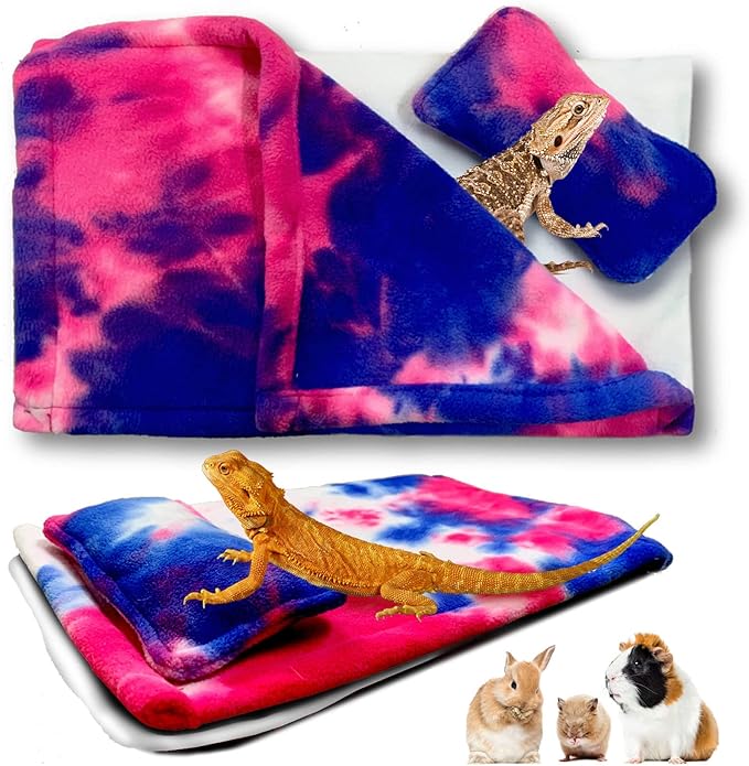 WATFOON Reptile Sleeping Bed Lizard Leash Harness Wings Set Bearded Dragon Sleeping Bag with Blanket Pillow Reptile Accessories Warm Cotton Nest Hide Habitat Shelter for Guinea Pig Rat Hamster