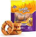 Jungle Calling Dog Treats, Long Lasting Collagen Chews for Dogs, Chicken Wrapped Collagen Donuts, High Protein Rawhide Alternative Chewy Snacks for Medium and Large Dogs (4 Count)
