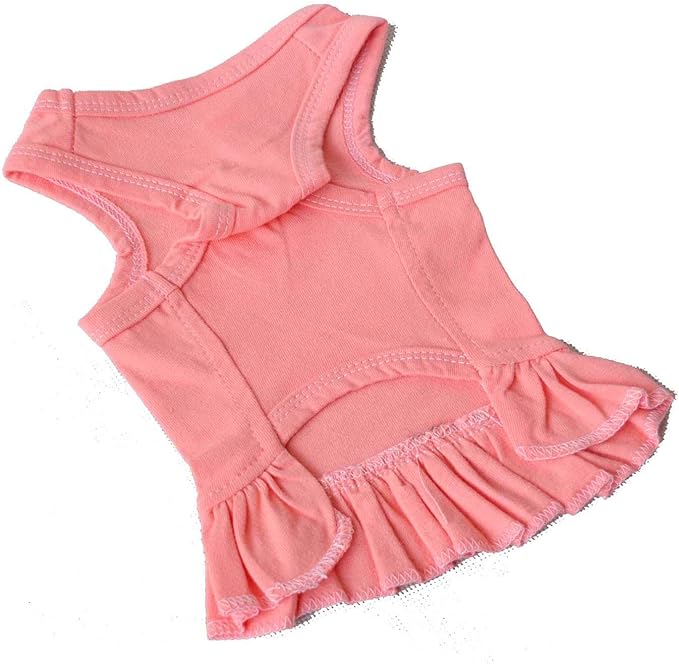 Pet Clothes Small Dog Clothing Blank Color Sport Dress T-Shirts Tee Dresses Tanks Top for Small Size Female Dogs Summer Spring Pet Costumes 100% Cotton (L, Lotus Pink)
