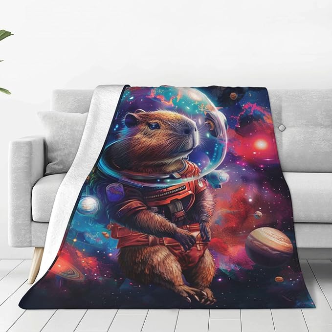Capybara Throw Blanket Capybara Gifts Cozy Fleece Flannel Plush Blanket Bedding Stuff for Boys Girls Men Women Lovers Adults Decor for Couch Sofa Bed 60"X50"
