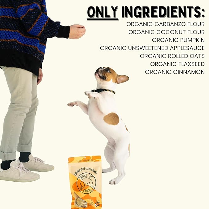 Winnie Lou Organic Dog Treats – Natural Dog Biscuits, USA Made, Organic Ingredients, Clean, Sensative Stomach, All Breed Sizes, High Protein, Hypoallergenic, Pumpkin Apple Canine Cookies (Pack of 2)