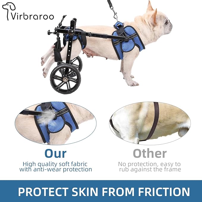 Dog Wheelchair for Back Legs with Upgraded All-Terrain Tires & Durable Bearings, Adjustable Dog Wheelchair, Reflective Safety Design for Disabled or Injured Small Dogs