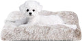 EHEYCIGA Fluffy Dog Crate Bed for Small Dogs, Plush Faux Fur Crate Pad, Calming Anti Anxiety Small Dog Bed, Washable Soft Warm Mat with Non-Slip Bottom, Brown