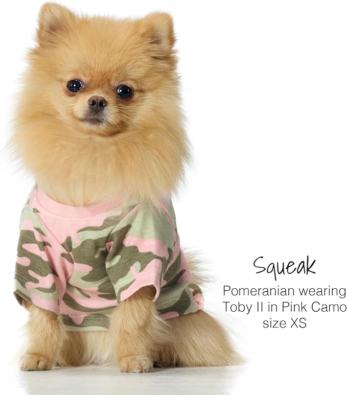 Toby II - The Perfect Tee, 3 Pack Short Sleeve Pet T-Shirt 100% Organic Cotton Tees Clothes for Small, Medium, Large Dogs, Pink Camo, Medium (20-45 lbs)