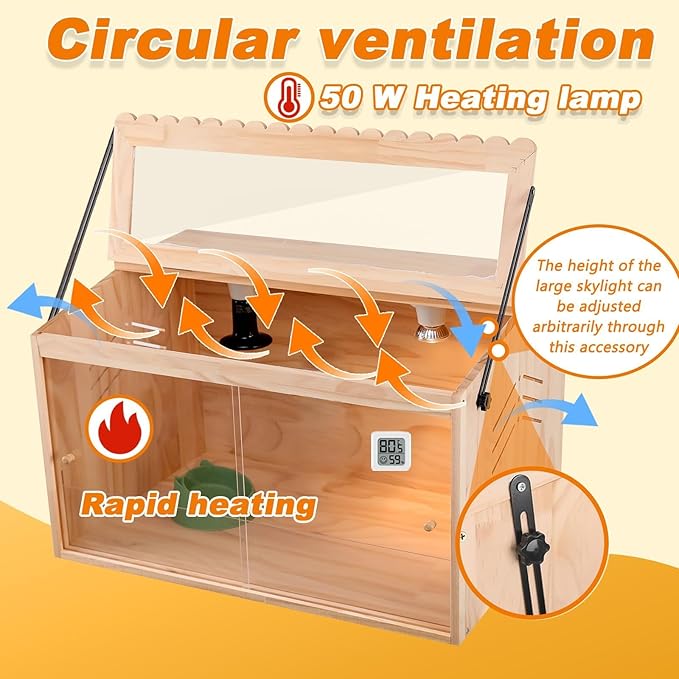 Chicken Brooder Box, Brooder Box for Chicks & Quail, Large Chicken Coop Quail Cage with Heat Lamp, Ideal for Chicks, Ducks, Quails, Hamsters and Lizards (23.6 x 16 x 16 in)