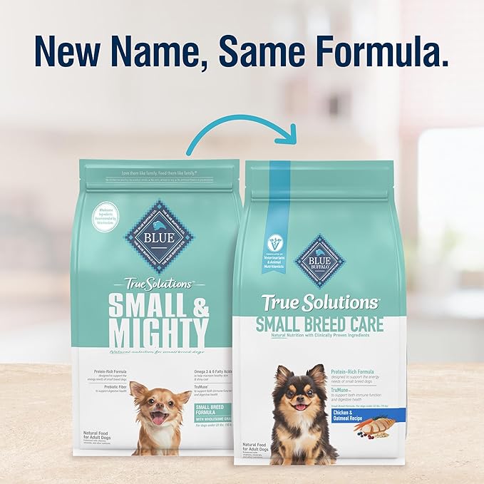 Blue Buffalo True Solutions Small Breed Care Natural Dry Dog Food for Adult Small Breed Dogs, Chicken, 11-lb. Bag