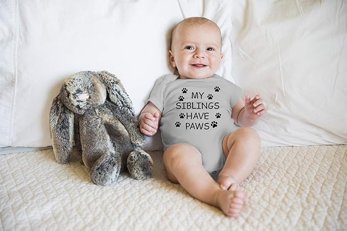 My Sibling have Paws - Funny Baby Essentials Bodysuit - Cute Newborn Outfit Boy Girls Clothes