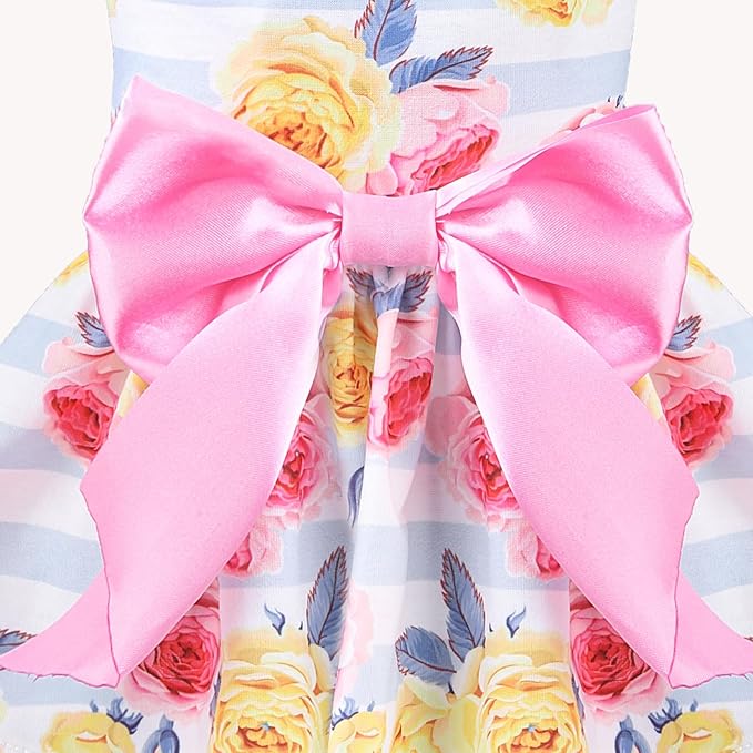 PUPTECK Floral Dog Dress for Spring Outfit Puppy Cute Small Dogs Clothes,Stripe,S