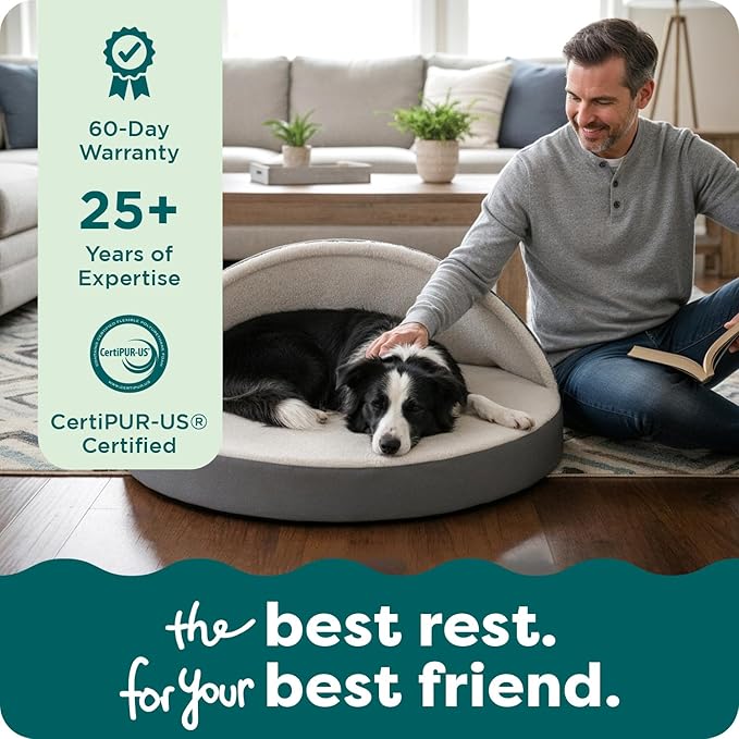 Furhaven 26" Round Memory Foam Dog Bed for Medium/Small Dogs w/ Removable Washable Cover, For Dogs Up to 30 lbs - Sherpa & Suede Snuggery - Gray, 26-inch