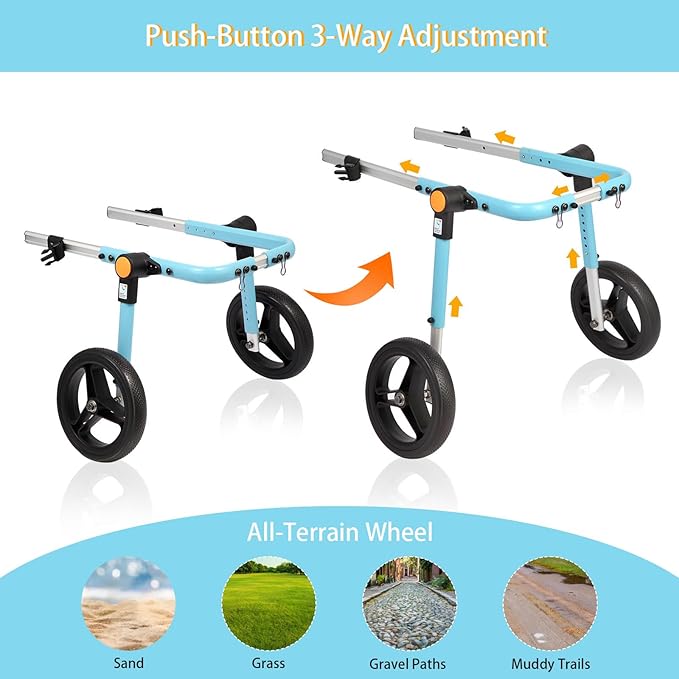 TailWaggers Dog Wheelchair for Back Legs | Adjustable Mobility Aid | All-Terrain Wheels