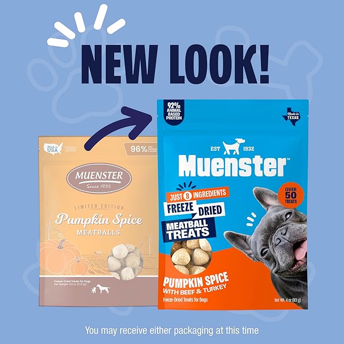 Muenster Freeze Dried Pumpkin Meatball Dog Treats 4 oz - Grain Free, Made in USA