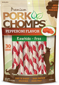 Pork Chomps Baked Pork Skin Dog Chews, 5 Inch Mini Twists, 30 Count - Pepperoni Flavor Wrap - Long-Lasting Treats for Dogs - High Protein, Rawhide-Free, Low Fat, Healthy & Delicious Chews