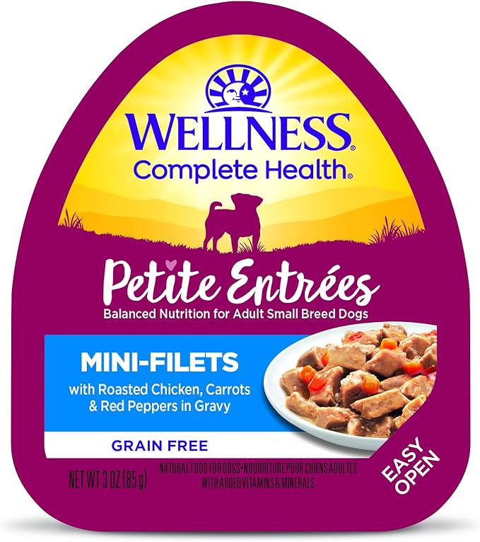 Wellness Petite Entrées Mini-Filets with Roasted Chicken, Carrots & Red Peppers in Gravy, 3-Ounce Cup (Pack of 12)