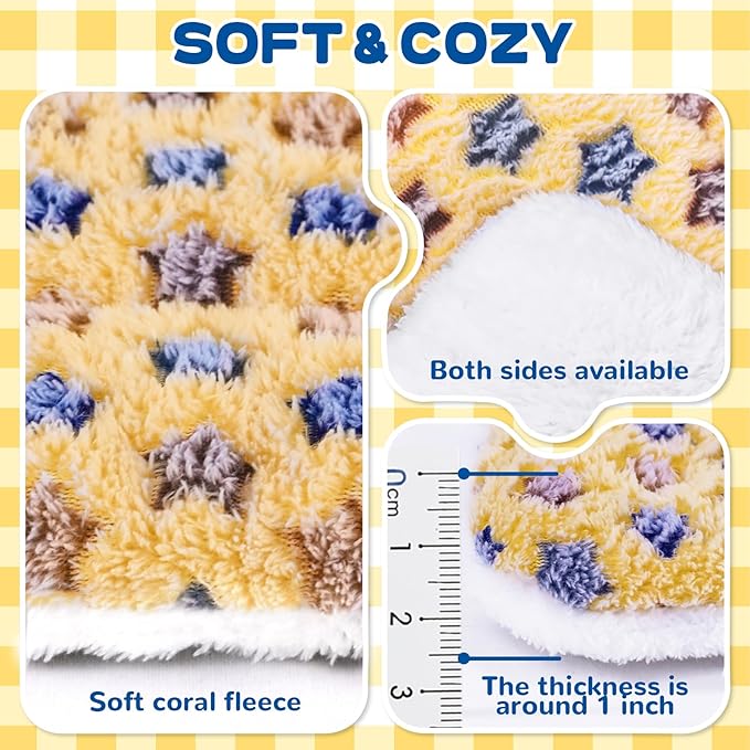 Eilyliafe 4 Pack Rabbit Bunny Bed Soft Guinea Pig Bed Mat Washable Guinea Pig Bunny Pad Reversible Small Animal Bed Cage Liner for Hamster Rat Hedgehog Chinchilla Ferret (13×10 Inch)