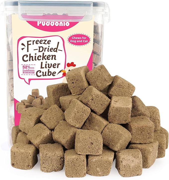 Freeze Dried Dog & Cat Treats – Single Ingredient Chicken Liver, High Protein Training Treats & Food Topper, 10.6 oz