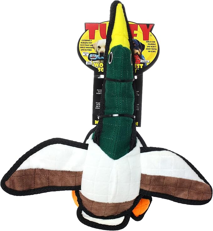 TUFFY - World's Tuffest Soft Dog Toy -Barnyard- Multiple Layers. Made Durable, Strong & Tough. Interactive Play (Tug, Toss & Fetch). Machine Washable & Floats. (Duck, Large)
