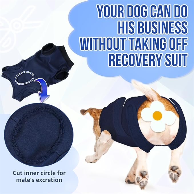 SlowTon Dog Surgery Recovery Suit - Zipper On Dog Onesies After Surgery for Female Male Dogs, Abdominal Wounds Bandages Cone/E-Collar Alternative Dogs Body Suit Anti-Licking(Dark Blue,L)