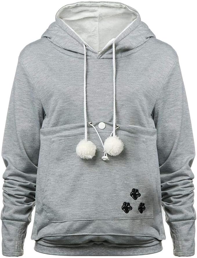 YYW Womens Pet Hoodies Pullover Sweatshirt Oversized Cat Hoodies Pet Holder Cat Dog Pouch Carriers (Gray,XXX-Large)