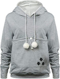YYW Womens Pet Hoodies Pullover Sweatshirt Oversized Cat Hoodies Pet Holder Cat Dog Pouch Carriers (Gray,4X-Large)