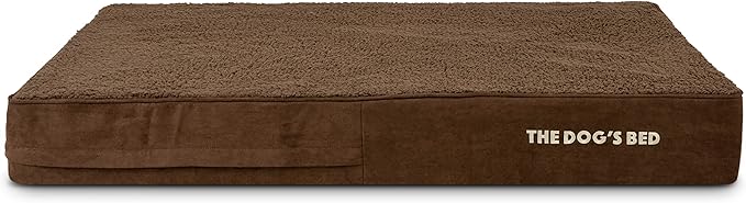 The Dog’s Bed Orthopedic Memory Foam Dog Bed for XL Dogs, Waterproof Washable Cover, Anti-Slip Base, Calming Surface – CertiPUR-Certified Foam, Brown Plush, 6 Inch Thick