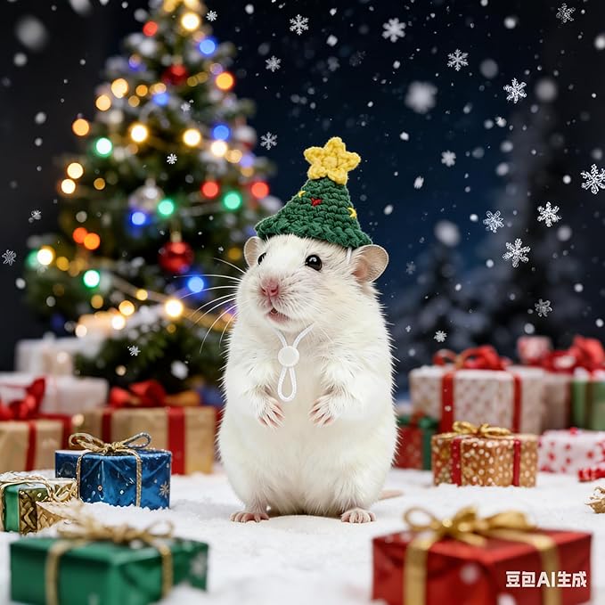 Hamster Hats Mini Party Hats for Small Animals, 12 Pcs Cute Hand Knitted Tiny Hats for Snakes Lizards Bearded Dragon Guinea Pig Bunny Reptile Pets Holiday Clothes Party Costume Accessories