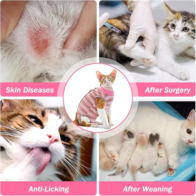 Coppthinktu Cat Recovery Suit Female, Cat Surgery Recovery Suit Cats Onesie for Cats After Surgery for Surgical Abdominal Wound Skin Diseases, Soft E-Collar Alternative Kitten Spay Suit Anti Licking