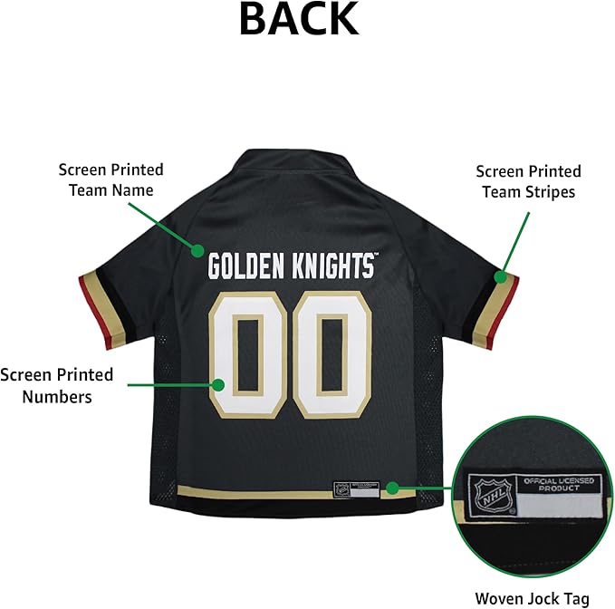 Pets First NHL Las Vegas Golden Knights Jersey for Dogs & Cats, Small. - Let Your Pet Be A Real NHL Fan!