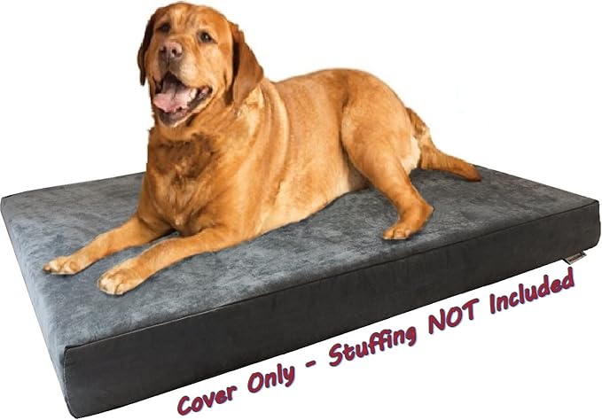Dogbed4less DIY Pet Bed Pillow Grey Microsuede Duvet Cover and Waterproof Internal case for XL Dog at 55X47X4 Inch - Covers only
