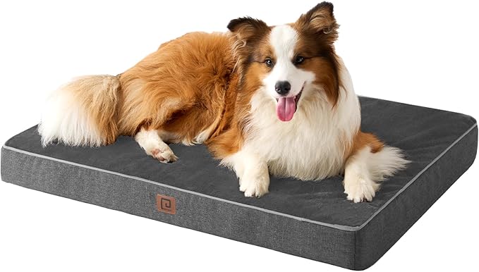 EHEYCIGA Orthopedic Dog Bed Waterproof 36"x27", Memory Foam Pet Bed for Larged Size Dogs, Washable Pet Mat with Removable Cover, Dark Grey