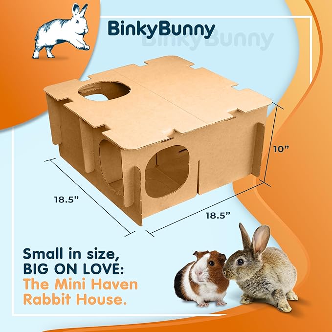 BINKYBUNNY Mini Haven - Rabbit Hideouts & Play Structure for Indoor Bunnies & Chinchillas