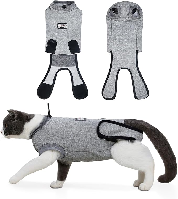 DogLemi Cat Surgery Recovery Suit Male Female Universal Breathable Pure Cotton Cat Onesie After Spay Neuter Soft Kitten Cloth Wear for Surgical Abdominal Wound Skin Diseases Cone Alternative (S)