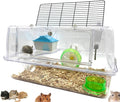 Large Deluxe 2-Floor Acrylic Clear Hamster Mouse Palace House Reptiles Habitat Expandable and Customizable Exercise Running Wheel Water Bottle Tower Food Bowl Hide House