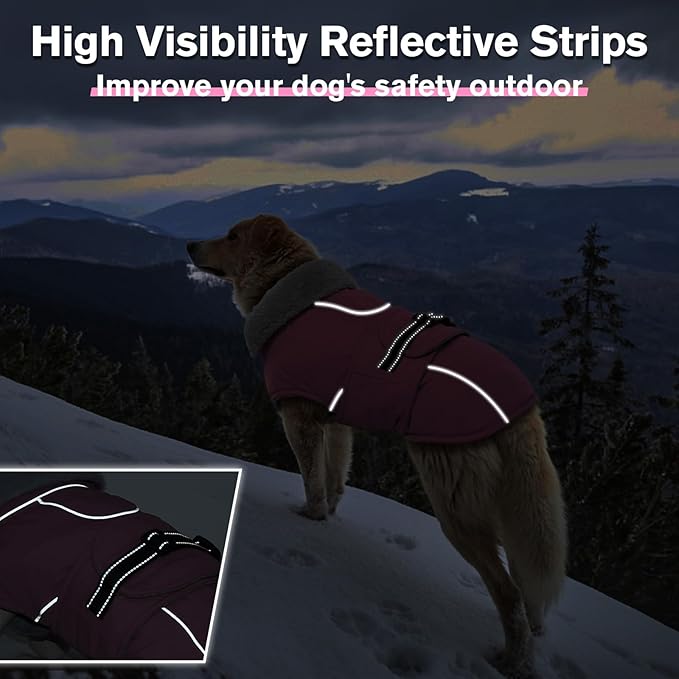 Lelepet Warm Dog Coats for Small Dogs Waterproof Dog Winter Jacket Reflective Pet Fleece Vest Windproof Cold Weather Coats with Adjustable Buckle & Leash Hole, Pink, S