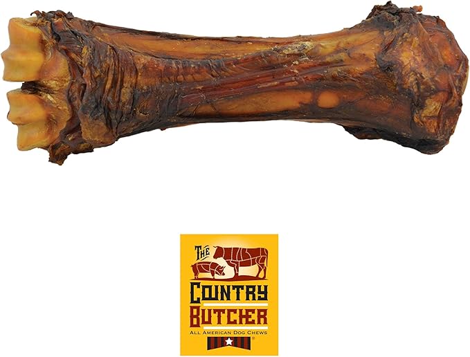 Beef Shank Dog Bones for Aggressive Chewers - Long Lasting Treats for Large and Giant Breed Dogs, Natural Healthy Marrow, Soup Smoke Bones, Made in The USA, 3 Count, 8-10"