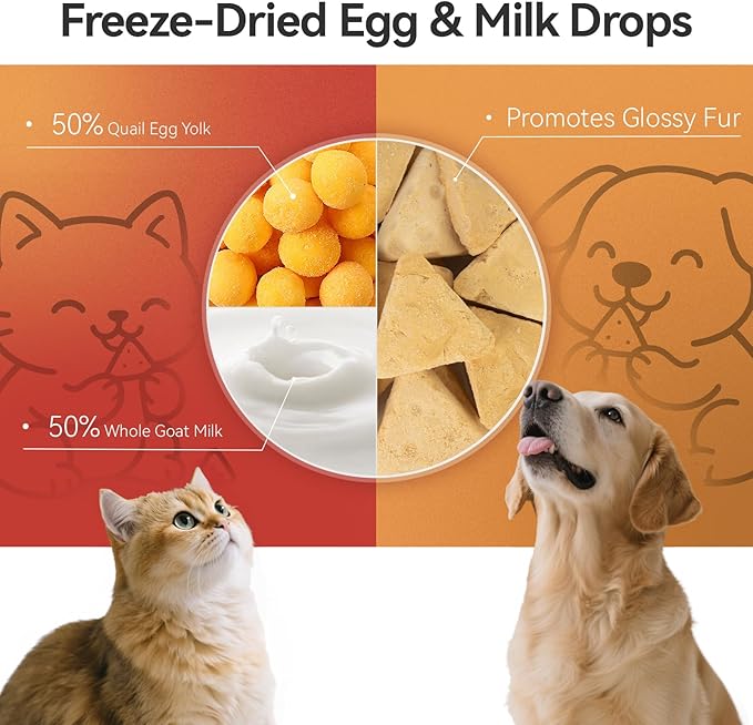APL Freeze-Dried Treats for Dogs & Cats, 1.76oz | Made with Quail Egg Yolk & Whole Goat Milk | Supports Skin & Coat Health, Shiny Fur | All-Natural Training Snacks, Food Topper & Travel Treats