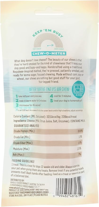Whole Paws, Himalayan Yaky Dog Chew, Lactose & Grain Free, Medium (for Dogs 35 lbs & Under), 2.3 Ounce