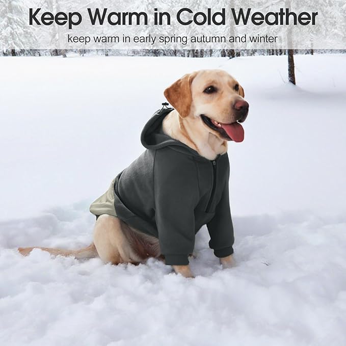 Nanaki Dog Hoodie for Small Dogs Girl Boy, Warm Fleece Dog Sweater with Hood & Pocket- Long Sleeve Sweatshirt for Fall Winter Spring, Adjustable Half-Zip Puppy Pullover Coats for Cold Weather Grey XS